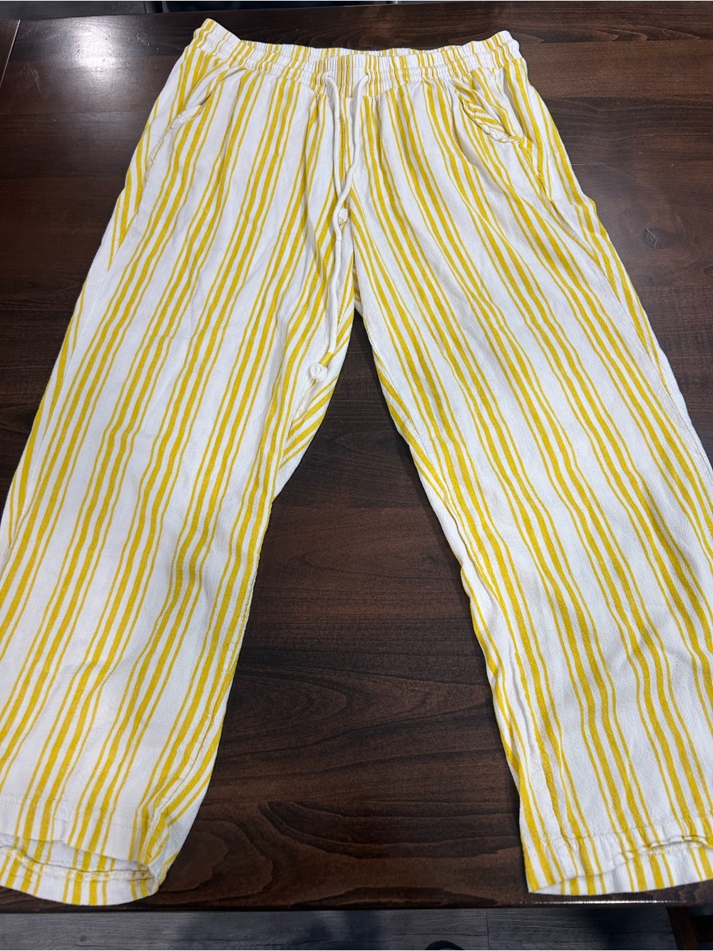 torrid White and Yellow Striped Elastic-Waist Kids Pants